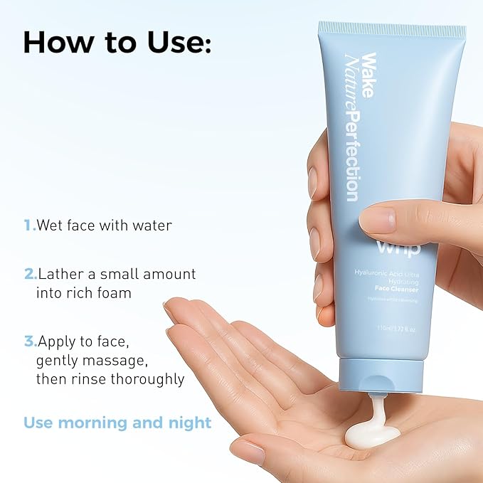WNP Centella & 4D Hyaluronic Acid Ultra-Hydrating Gentle Face Cleanser with 50% Amino Acid, Ceramide & Centella Asiatica. Gentle Daily Facial Wash for Dry & Sensitive Skin. Vegan SkinCare