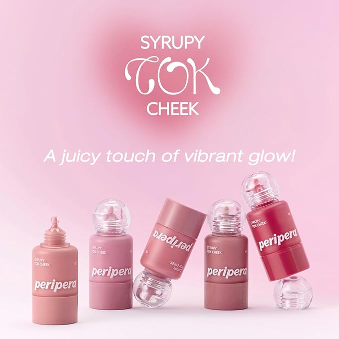 PERIPERA SYRUPY TOK CHEEK 15 Colors, Liquid Blush, Dewy Finish and Hydrates All day, Soft Velvet Texture Face Cheek Tint (02 MILKY LAVENDER)