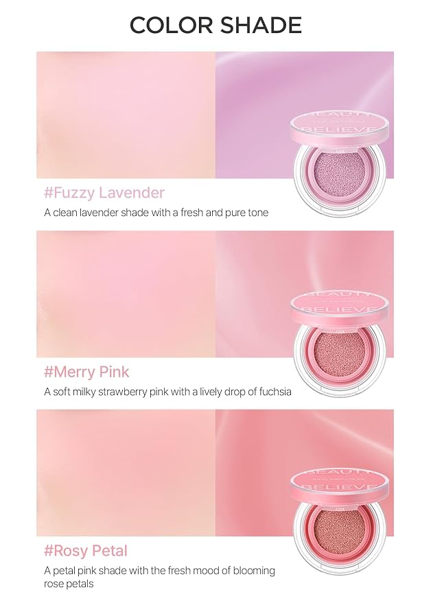 JUNG SAEM MOOL Artist Cushion Blush Blur | Matte & Soft Finish, Korean Liquid Blush for cheeks, Easy to Blend with Puff (Fuzzy Lavender)