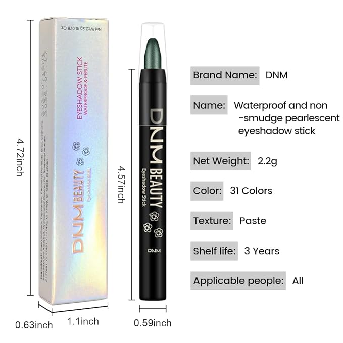 evpct Forest Green Shimmer Cream Eye Shadow Sticks Brightener Pencils for Women, Green Silky Eyeshadow Applicator Stick Pen Waterproof, Blendable Crease-Proof Stick Eyeshadow Shimmer Eye Makeup 67