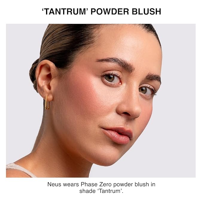 Phase Zero Makeup Powder Blusher | "Tantrum" | 6.7g / 0.24 oz. | Pigmented, Buildable, Lightweight Powder Blush for a Radiant, Healthy, Natural Glow Versatile Shades | Pink, Coral, Peach & Golden Hues