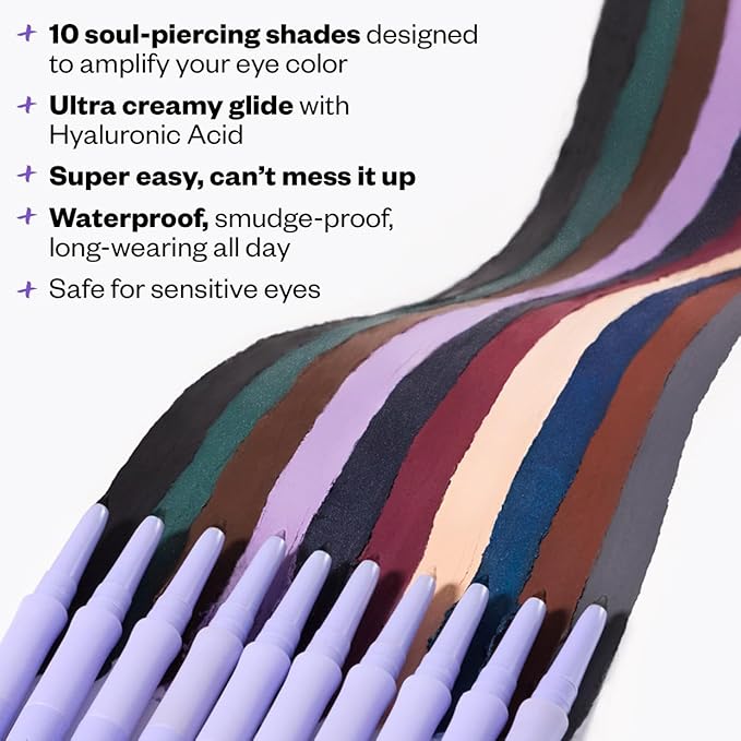 Kosas Soulgazer Gel Eyeliner (Cosmic) - Waterproof, Smudge-Proof Pen with Hyaluronic Acid - Retractable Eyeliner Pencil with Sharpener & Smudger, Long-Lasting - Deep Aqua Satin