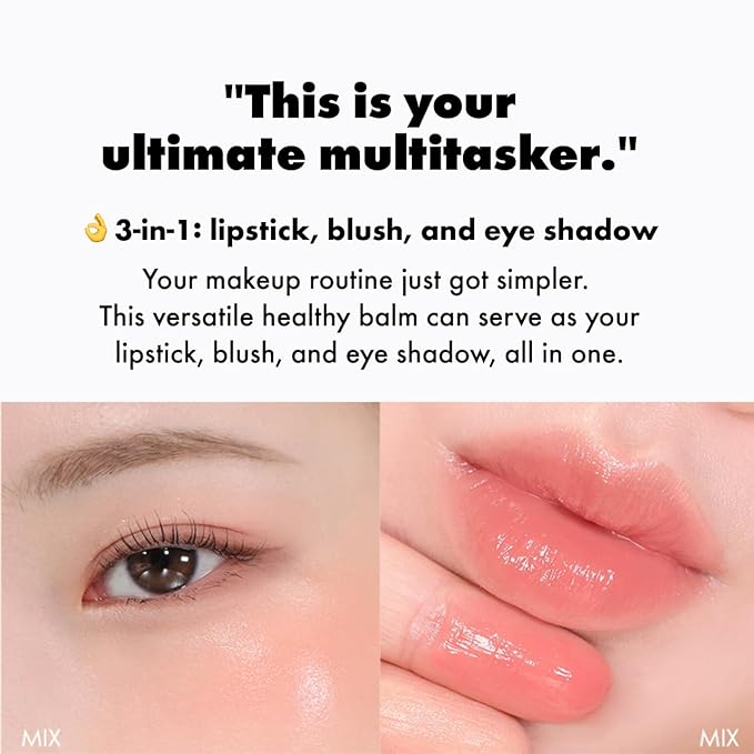 Amuse SEOUL Lips and Cheeks Healthy Balm 02 MANGO BALM | Moisturizing, Glossy, Creamy Texture, Lightweight, Dewy Finish, Natural-looking Color, K Beauty Makeup, Vegan (1.5g / 0.05 oz)