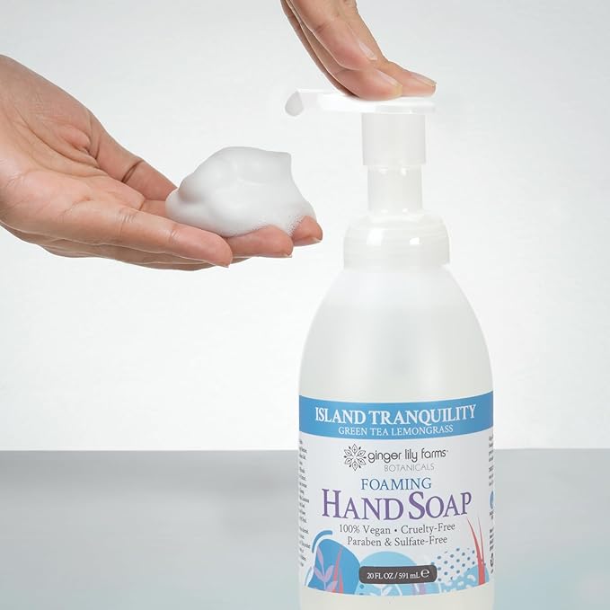Ginger Lily Farms Botanicals All-Purpose Foaming Hand Soap Refill, Island Tranquility, 100% Vegan & Cruelty-Free, Green Tea Lemongrass Scent, 20 Fl Oz (Pack of 1)