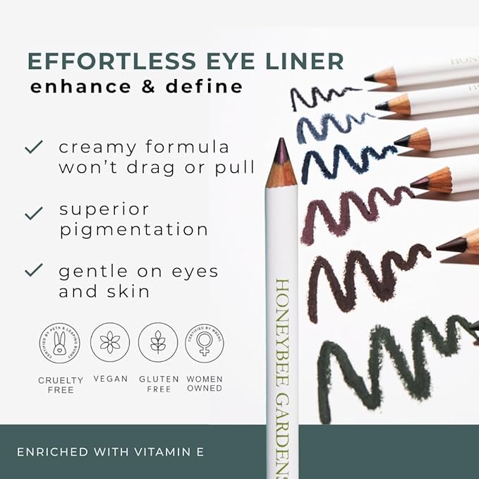 Honeybee Gardens Effortless Eyeliner Pencil, Belgian Chocolate Brown, Smooth Long-Wearing, Rich Pigment, Vegan & Gluten-Free
