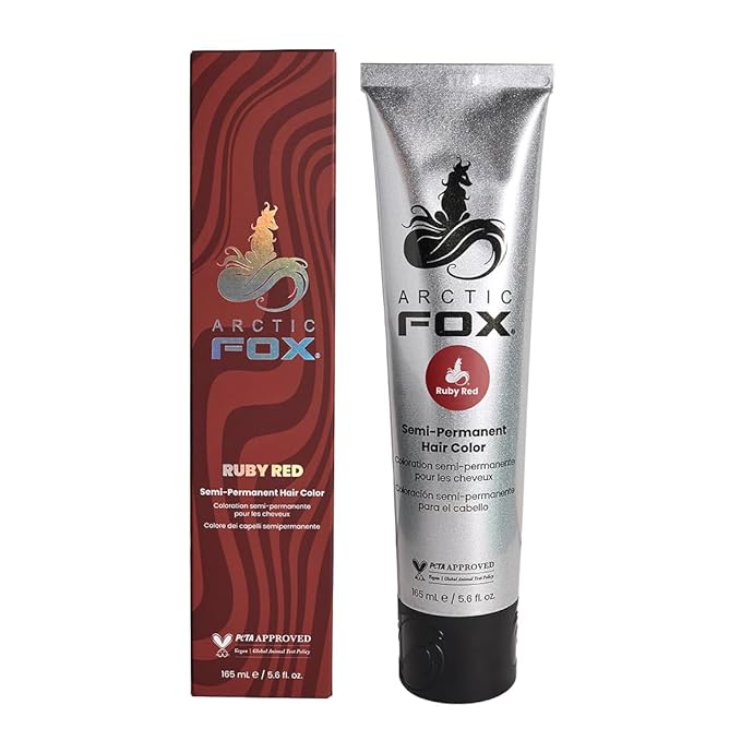 Arctic Fox Semi-Permanent Hair Dye, Vegan & Cruelty-Free, Ruby Red, Ammonia-Free, Conditioning Formula, For All Hair Types, DIY Color, 5.6 fl oz
