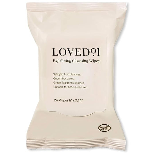 Loved01 Face & Body Salicylic Acid Cleansing Wipes, John Legend Skincare, Oil & Fragrance-Free, No-Rinse, Suitable for Blemish-Prone Skin, 24 wipes