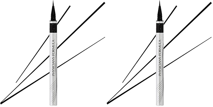 Physicians Formula Eye Booster Super Slim Liquid Eyeliner, Waterproof Precision with a Lash-Boosting Complex, Natural Finish, & Sensitive Skin Approved, Cruelty-Free & Vegan -Ultra Black (Pack of 2)