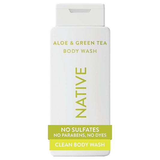 Native Body Wash Contains Naturally Derived Ingredients | For Women & Men, Sulfate, Paraben, & Dye Free Leaving Skin Soft and Hydrating |Aloe & Green Tea 18 oz