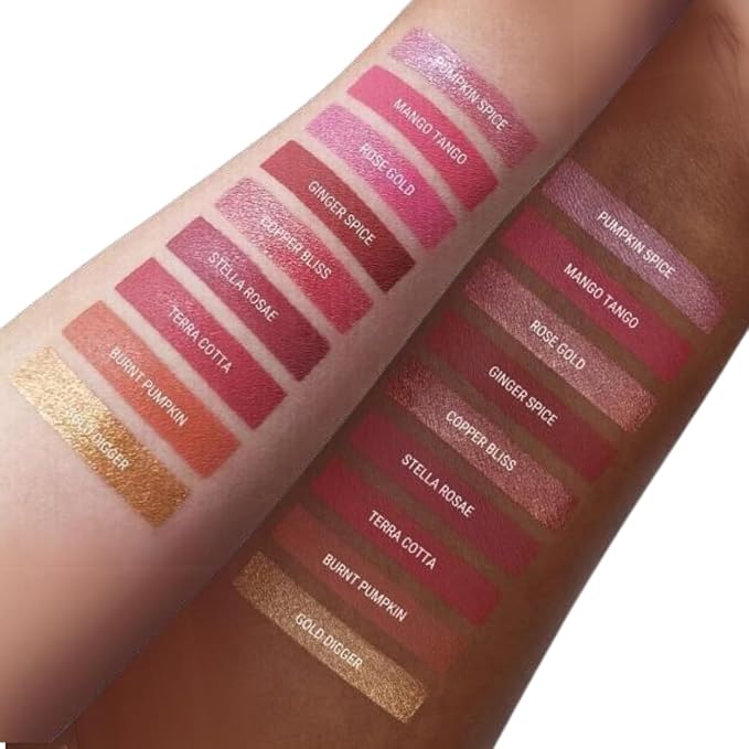 Aromi Metallic Liquid Lipstick | Peachy Pink, Coral Lip Color with Shimmery Finish, Long-lasting, Vegan, Cruelty-free, Smudge Proof, Gluten Free (Rose Gold)