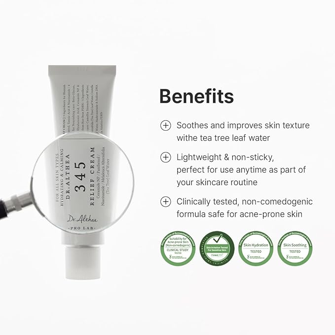 Dr.Althea 345 Relief Cream | Daily Face Moisturizer for Soothing Recovery and Blemish Care with PDRN & Niacinamide | Korean Vegan Skin Care for All Skin Types, 1.69 Fl Oz (Ver.2 - Pack of 1)