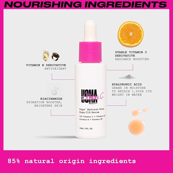 UOMA Beauty Vitamin C Serum for Face with Hyaluronic Acid + Niacinamide + Vitamin E, 30ml
