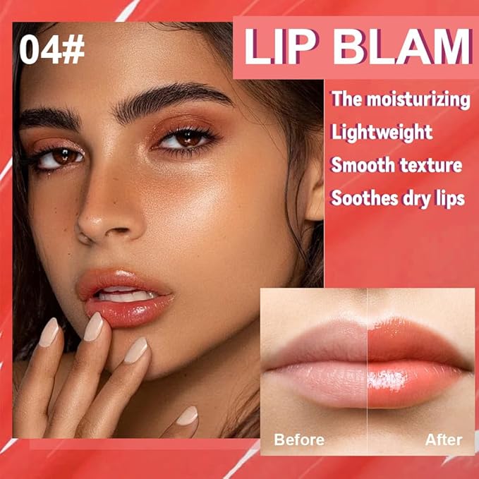2Pcs Summer Lip Butter Lip Balm Glow Reviver Lip Gloss, Melting Lip Serum, Ultra-Hydrating Natural Vegan Lip Balm, Sheer-Tinted Shine & Hydration, Soothes & Softens Dry Lips (03+04)