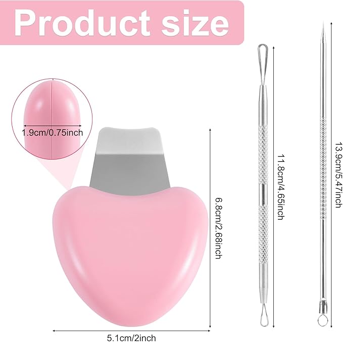 Skin Scrubber Face Spatula, Blackhead Scraper Pimple Scraper Shovel Stainless Steel Blackhead Remover Tools Kit Acne Needles Whitehead Comedones Extractor Included for Women Men Pore Cleaner