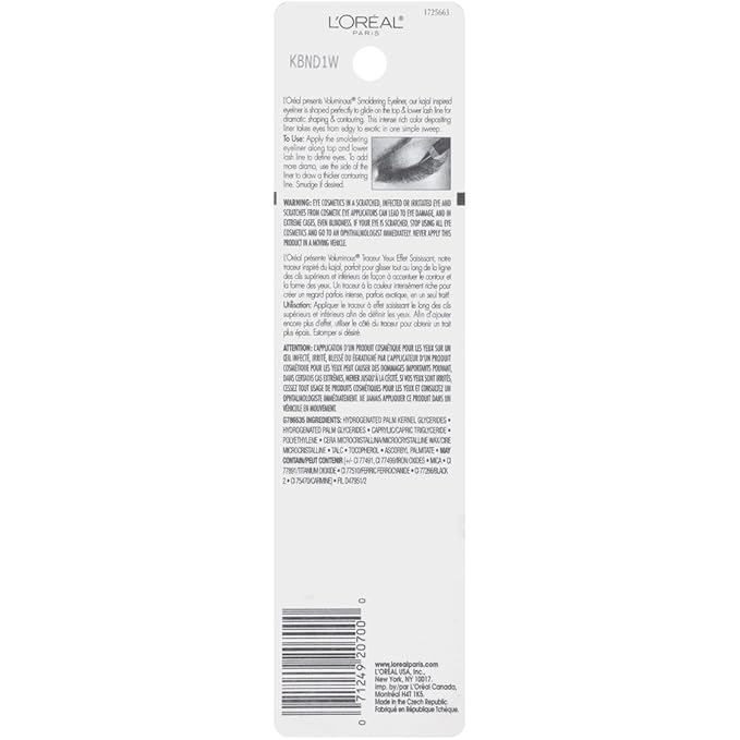 L'Oreal Paris Voluminous Smoldering Eyeliner, Black, 0.056 Oz, 1 Count