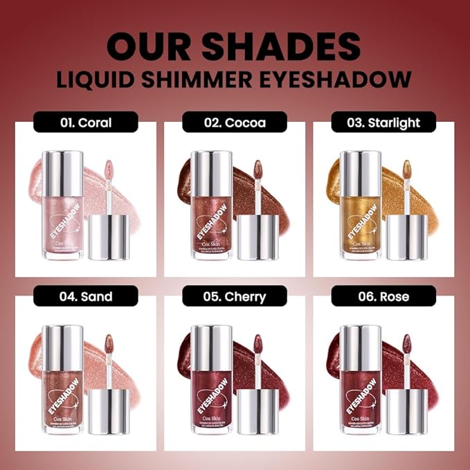 Cherry Liquid Metallic Glittler Shimmer Eyeshadow, Longwear Eye Makeup For Older Women, Buildable Highly Pigmented & Blendable Eye Shadow Cream in Shimmer Finishes, Vegan & Cruelty-Free (Cherry)
