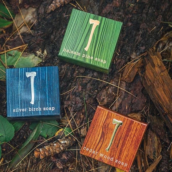 Kalastyle Wood Aromatics Collection Soap Trio | BALSAM and PINE, PALO SANTO, CEDAR WOOD Soaps | Exfolating | Refreshing | Vegan | Cruelty-Free | 3 x 5.4 ounce Soap Bars