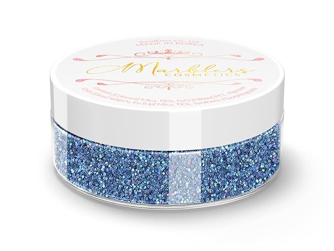MARBLERS Holographic Face & Body Glitter [Holo Denim] 0.18oz (5g) | Fine | Non-Toxic | Vegan | Cruelty-Free | Festival, Rave & Party Makeup | Eye, Hair, Nail Polish, Eyeshadow | Nail Art | Gel Nail