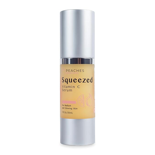 Peaches Skin Care Squeezed Vitamin C Serum with Kakadu Plum, Gold and CoQ10 – Lightweight Hydrating Formula for Radiant-Looking Complexion – Vegan Skincare for Women, 1 fl oz