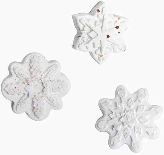 LA SALT CO Snowflake Crystal Bath Bomb - Winter Wonderland Trio, Aromatherapy for Bath or Shower Steamer, All-Natural, Handmade, Vegan (Snowflake Patterns Will Vary - 3-Pack)