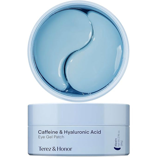 Terez & Honor Under Eye Patches for Dark Circles - 60 Korean Hydrogel Masks for Puffiness, Bags, Wrinkle with Caffeine, Hyaluronic Acid, Niacinamide - Undereye Hydrating & Cooling, Vegan, No Fragrance