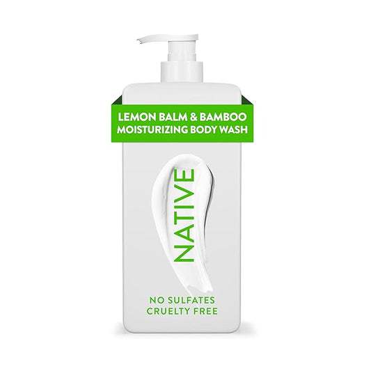 Native Moisturizing Body Wash Contains Naturally Derived Ingredients | For Women & Men, Sulfate, Paraben, & Dye Free Leaving Skin Soft and Hydrated | Lemon Balm & Bamboo 18 oz