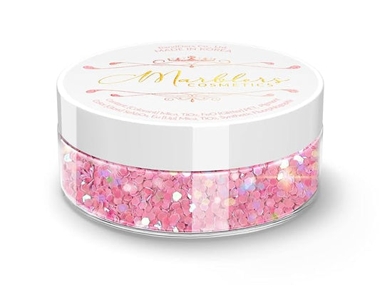 MARBLERS Mermaid Shaped Face & Body Glitter [Pink] 0.18oz (5g) | Chunky | Chopped | Flake | Non-Toxic | Vegan | Cruelty-Free | Festival, Rave & Party Makeup | Eye, Hair, Nail Polish, Eyeshadow