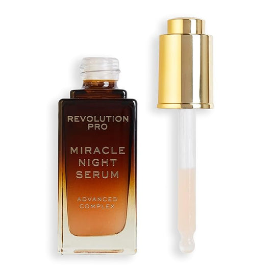Revolution Pro Miracle Night Rescue Serum Advanced Complex, Overnight Face Serum, Smooths & Plumps Skin with Hyaluronic Acid & Peptides, 1 oz