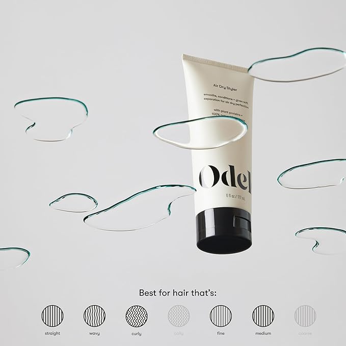 Odele Air Dry Styler, No-Heat Styling Gel to Smooth Frizz, Define and Condition Strands, for Straight, Wavy, and Curly Hair Types, 6 oz