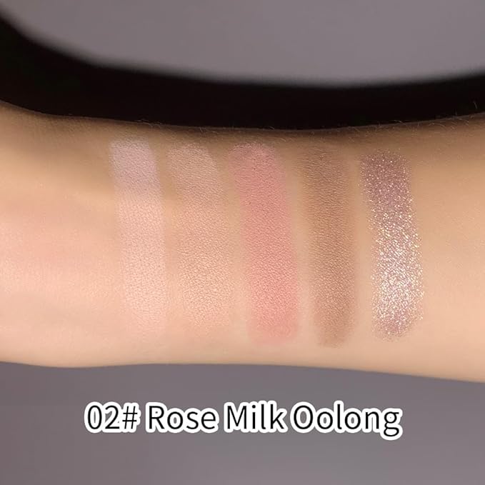 5 Colors Neutral Nude Matte & Shimmer Eyeshadow Palette,Rose Cocoa Brown Pink Neutral-Cool Mattes Glitter Eye shadow Contour Makeup Palette for Mature Women, Blue Green Eyes, Daily Natural Makeup.