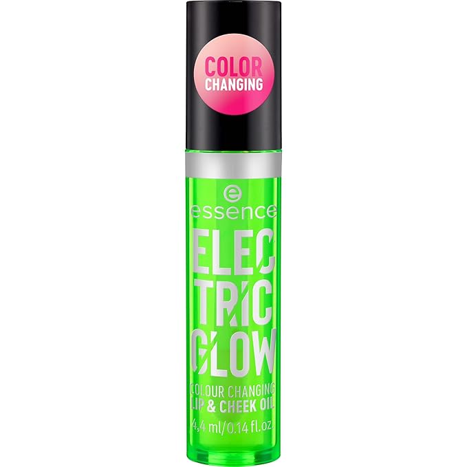 essence cosmetics Electric Glow Color Changing Lip & Cheek Oil | pH Reacting Blush for Your Perfect Shade Long Lasting Moisture Natural, Radiant Finish Vegan Cruelty Free Gluten
