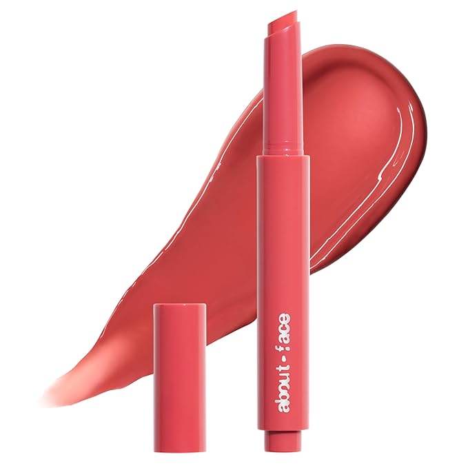 aboutface Cherry Pick Lip Color Butter – High-Shine, Hydrating Lip Balm with Pomegranate Flower Extract & Cherry Butter – Vegan, Cruelty-Free, Clean Beauty – 0.06 oz (Guava Crush – Pinky Coral)