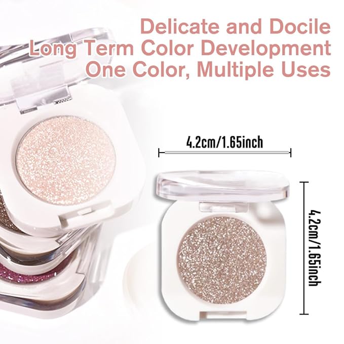 Light Nude Brown Single Shimmer Eyeshadow Makeup, Neutral Powder Eye Shadow for Women, Soft Nude Shimmer Single Eyeshadows Buildable Waterproof, Girls Daily Eyeshadow Gift #10