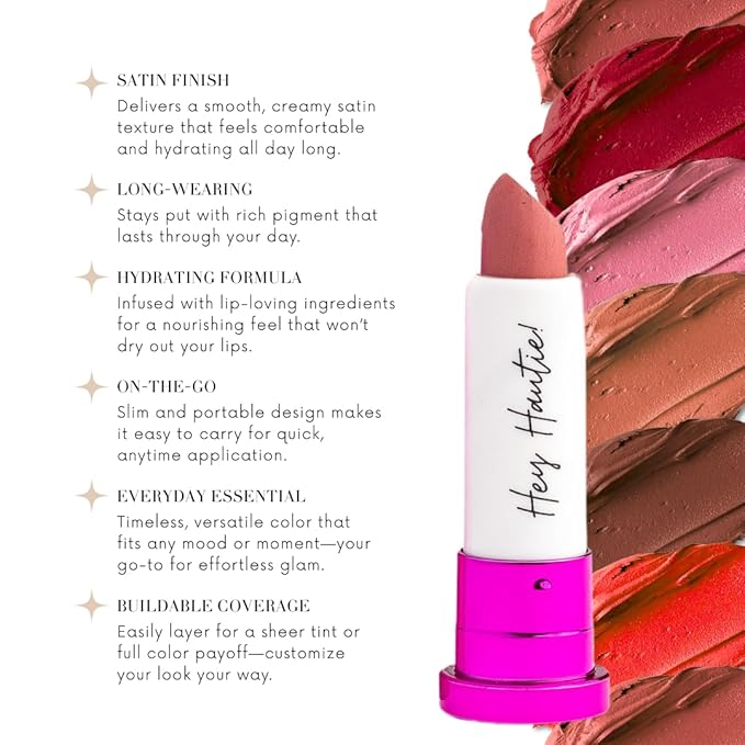 Mini 4Ever Haute Lipstick – Pink Lipstick Long Lasting, Bold Satin Finish, Vegan, Cruelty-Free - Clean & Natural, Travel-Friendly Lip Color (BRB)