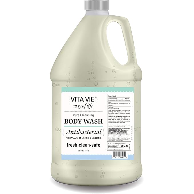 Body Wash Refill, Lemon Scent, Antibacterial Soap for Hands and Forearms With Hazel, Willow Bark Extract, and Tea Tree Oil, Clean Nourishing Formula, Vegan, Paraben Free, Non GMO, 64 FL Oz