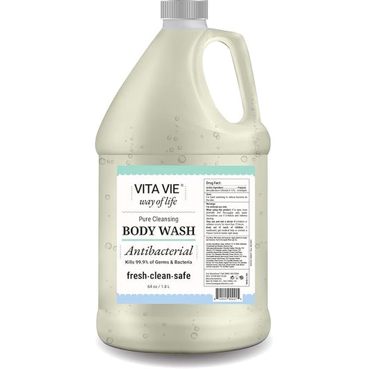 Body Wash Refill, Lemon Scent, Antibacterial Soap for Hands and Forearms With Hazel, Willow Bark Extract, and Tea Tree Oil, Clean Nourishing Formula, Vegan, Paraben Free, Non GMO, 64 FL Oz