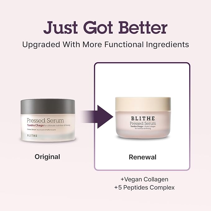 BLITHE Pressed Serum Tundra Chaga | Korean Moisturizer | Anti Aging Cream & Skin Tightening Cream for Face | Formula for an Instant Face Lift, 1.68 fl oz