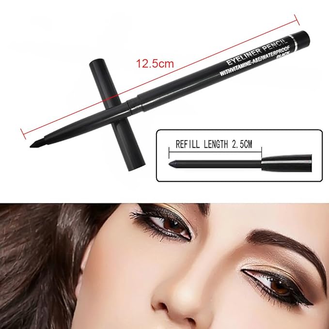 10PCS Brown Automatic Waterproof Inner Eyeliner, Eyeshadow & Eyebrow Pencil – Multi-Use Cream Pen for Liner, Shadow & Brows,Matte Quick Dry Eye Pencils, Smudge Proof, Delineador de ojos