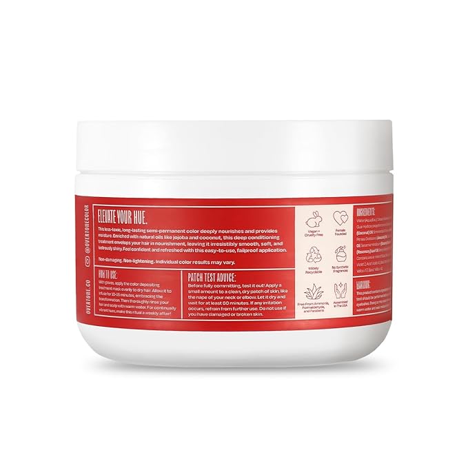 Overtone Semi Permanent Hair Color Conditioner, Ruby Red, 8 oz, Nourishing, Damage-Free, Color Depositing Mask for All Hair Types with Shea Butter & Coconut Oil, Vegan & Cruelty-Free