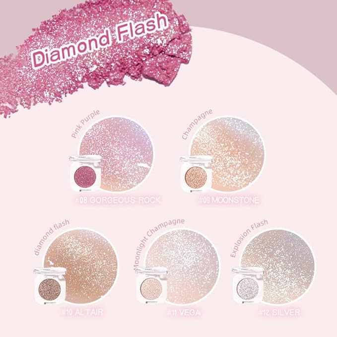 Ultra-Fine Pressed Pigment Single Eyeshadow – Lightweight, Highly Blendable Formula Frosted Silver Sparkle Eye Shadow, 12 Rich Matte/Shimmer Shades for Makeup, Vegan & Cruelty-Free (#12 Cold Brew)