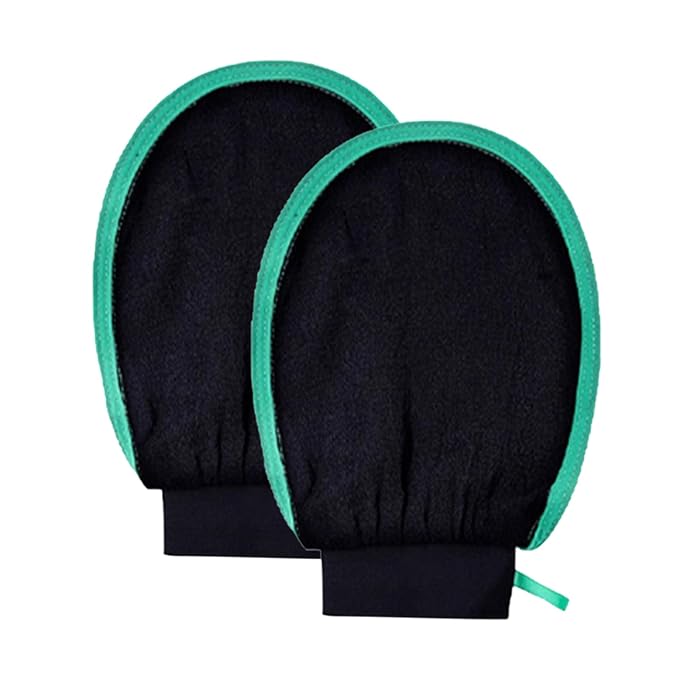 2 Packs Exfoliating Glove (Classic) Machine Washable Korean Body Scrubber 100% Vegan Viscose Exfoliating Mitt for Dead Skin Removal, Keratosis Pilaris & Self-Tan Prep