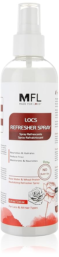 MFL MADE FOR LOCS Vegan Rose Water Refresher Spray, 8 oz - Locs Moisturizer, Locs Deodorizer, Amazing Scents (Rose)
