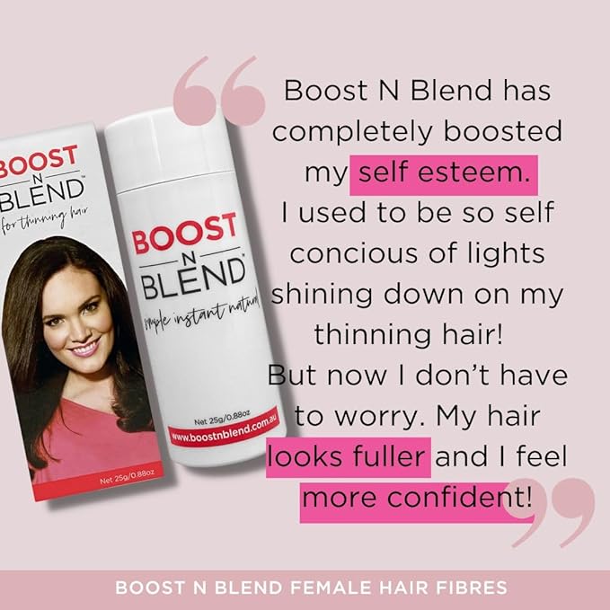 Boost N Blend Scalp Concealer - Hair Powder and Fibers for Thinning Hair & Visible Scalp (25g/0.88oz) - Female Hair Volumizer