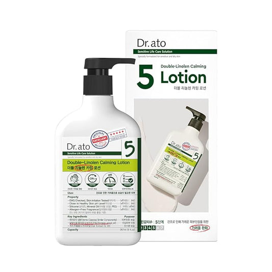 Dr.ato Skin Calming Lotion for Body & Face with Gamma-Linolenic Acid, for Dry and Itchy Skin, Vegan, Korean Skincare (10.4 Fl Oz)