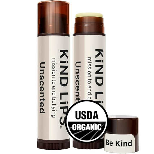 Kind Lips Unscented Organic Lip Balm Fragrance Free Unflavored Natural Moisturizing Lip Care 2 Pack