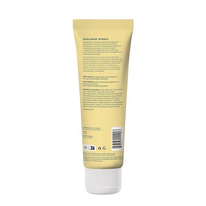 ATTITUDE Clarifying Hair Conditioner, Restores Shine, Naturally Derived Ingredients, Vegan Detangler, Dermatologically Tested, Lemon Leaves and White Tea, 8 Fl Oz (Pack of 6)