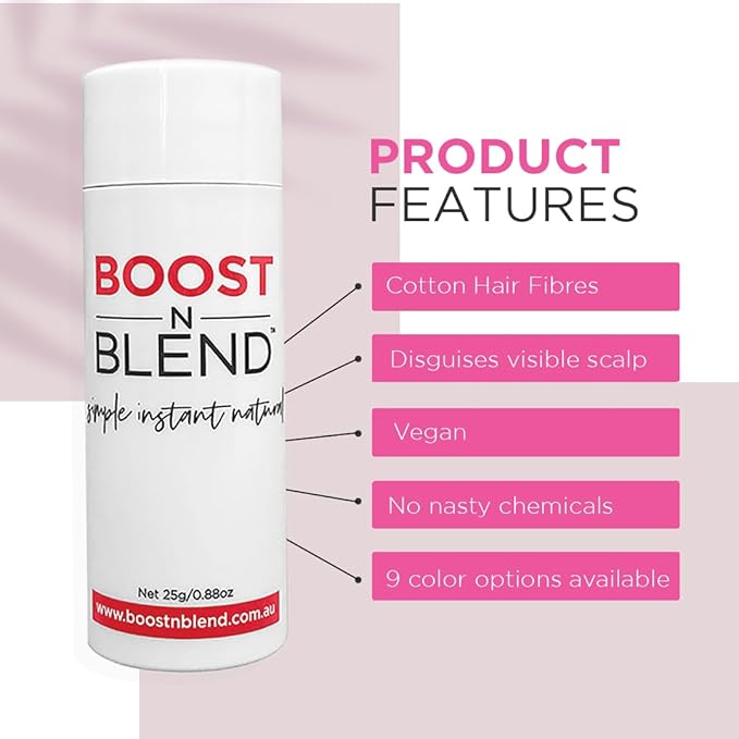 Boost N Blend Hair Volumizer for Women - Scalp Concealer Powder and Cotton Fibers for Thinning Hair (25g/0.88oz)