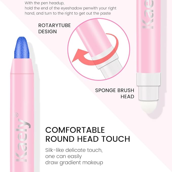 2in1 Shimmer Cream Eye Shadow Stick - Royal Blue, Eyeliner Pencil Eyeshadow Palette Makeup, Waterproof Long Lasting Brightener, Crease Proof & Smudge Resistant, Cream Eyeshadow with Built-in Smudger
