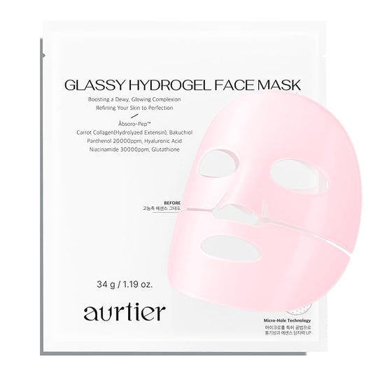 Glassy Hydrogel Face Mask for Glow and Dewy Skin, Deep Hydration, Vegan Collagen, Dewy Glow & Makeup Prep, Pore Tightening, Firming, Moisturizing, Overnight Korean Skin Care x 1ea