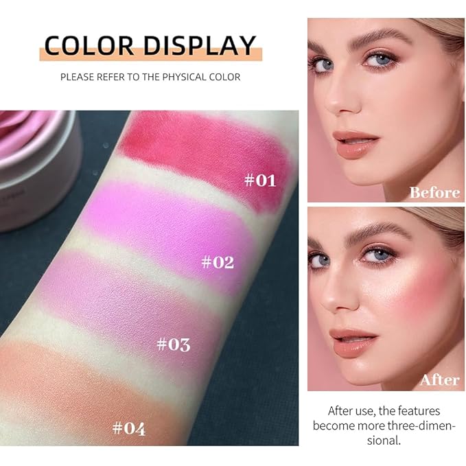 3D Matte Blusher, Rose Makeup Flower Petal Blush for Cheeks, Natural Glowing Redness Long Lasting Buildable Color, Contouring and Brightening, Makeup Powder blush as Festival Gifts(#01)